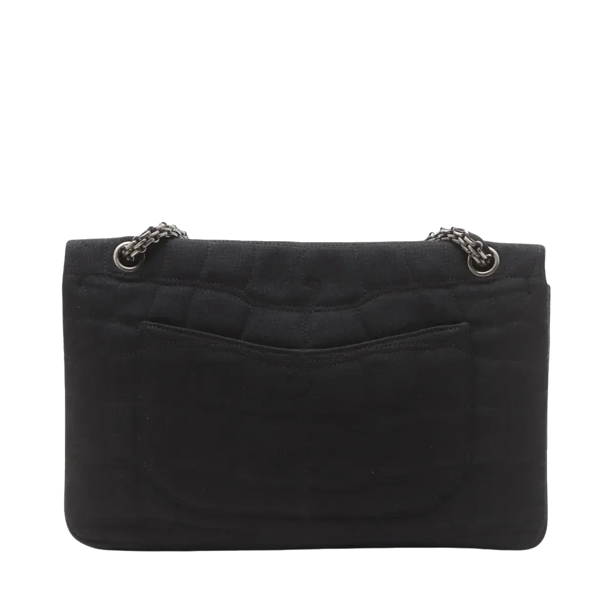 Pre-Loved 2.55 Reissue Double Flap Shoulder Bag Quilted Jersey 226 with Aged Silver Hardware, Black