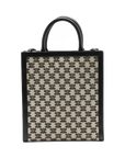Pre-Loved Triomphe Vertical Cabas Tote Triomphe Coated Canvas Small with Gold Hardware, Beige and Black