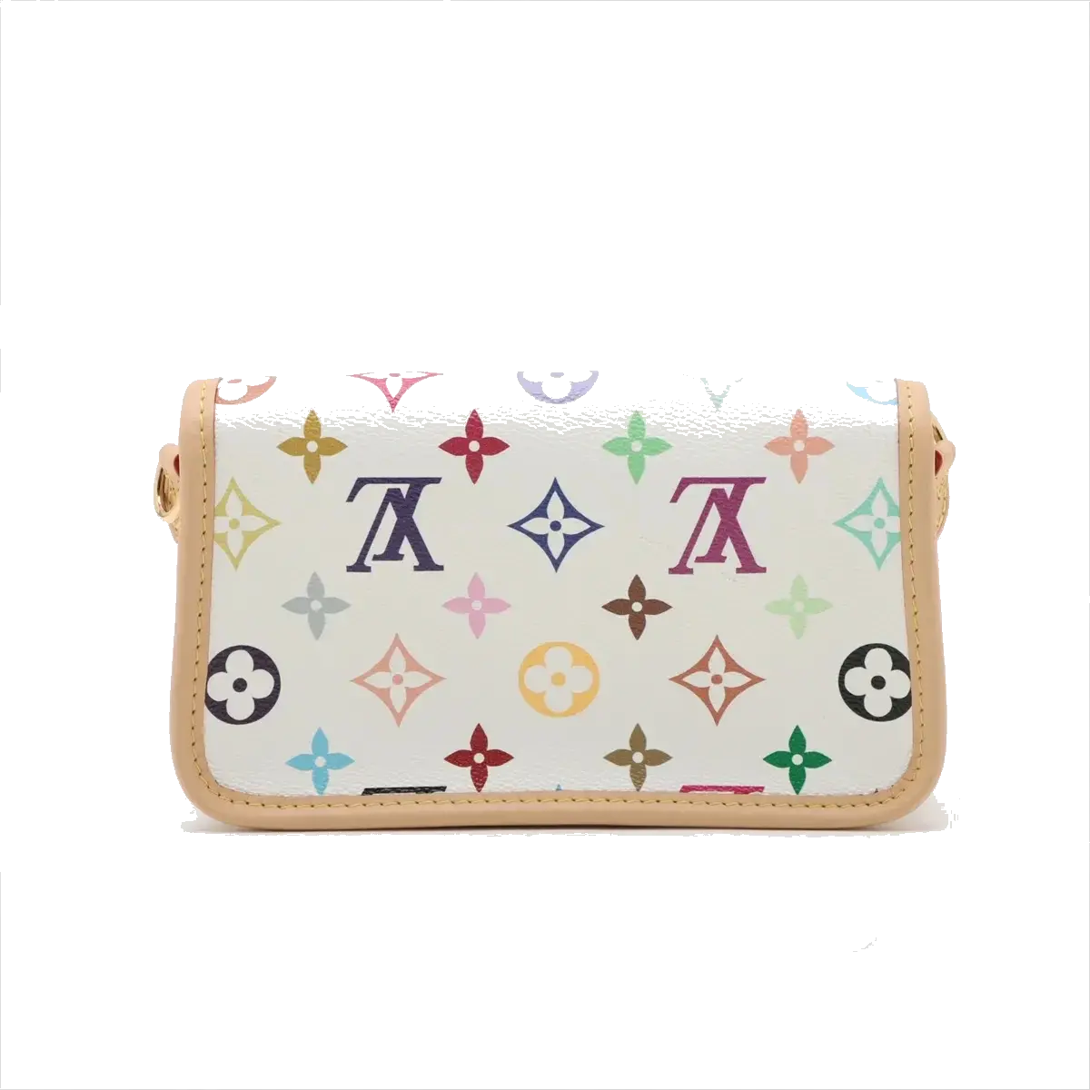 Pre-Loved Sologne (Murakami 20th Anniversary) Crossbody Bag Monogram Multicolore Coated Canvas Mini with Gold Hardware, White Multicolor
