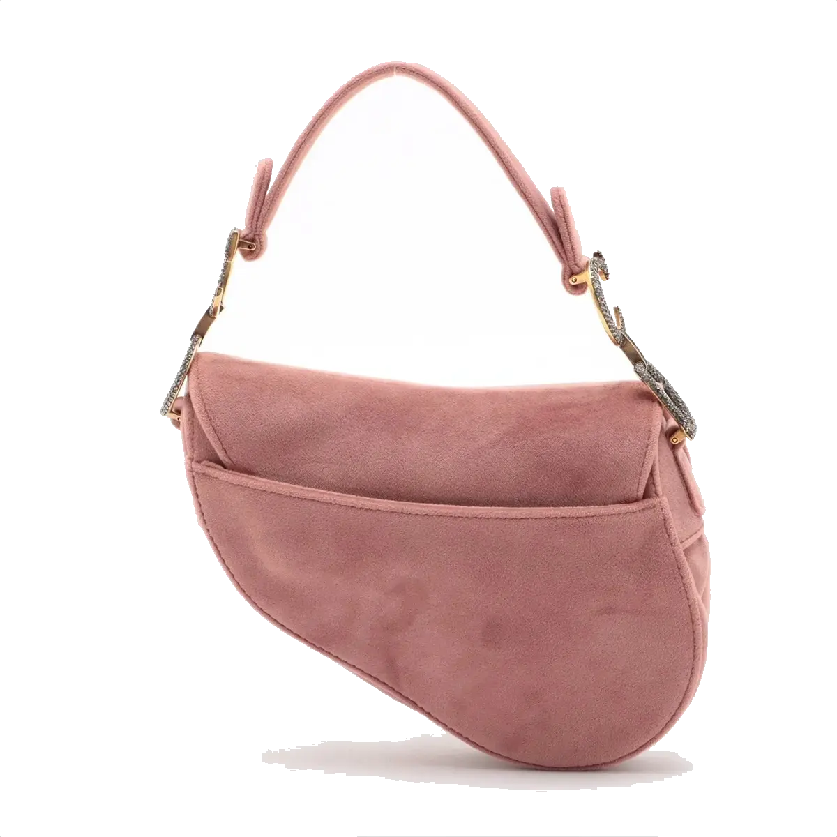 Pre-Loved Saddle Shoulder Bag Suede Mini with Gold Hardware, Pink