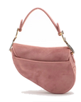 Pre-Loved Saddle Shoulder Bag Suede Mini with Gold Hardware, Pink