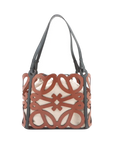 Pre-Loved Anagram Cut-Out Tote Anagram Leather Small with Black Hardware, Tan