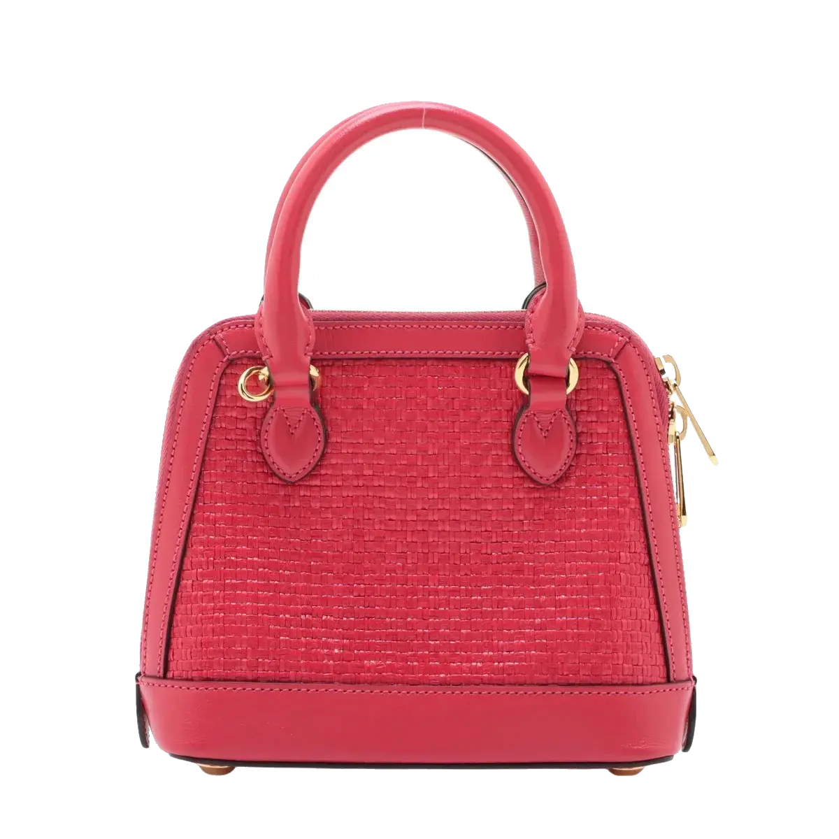 Pre-Loved Horsebit 1955 Handbag Woven Raffia Mini with Gold Hardware, Pink