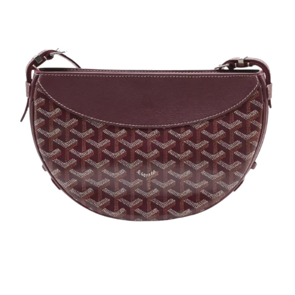 Pre-Loved Belvédère Crossbody Bag Goyardine Coated Canvas PM with Silver Hardware, Burgundy