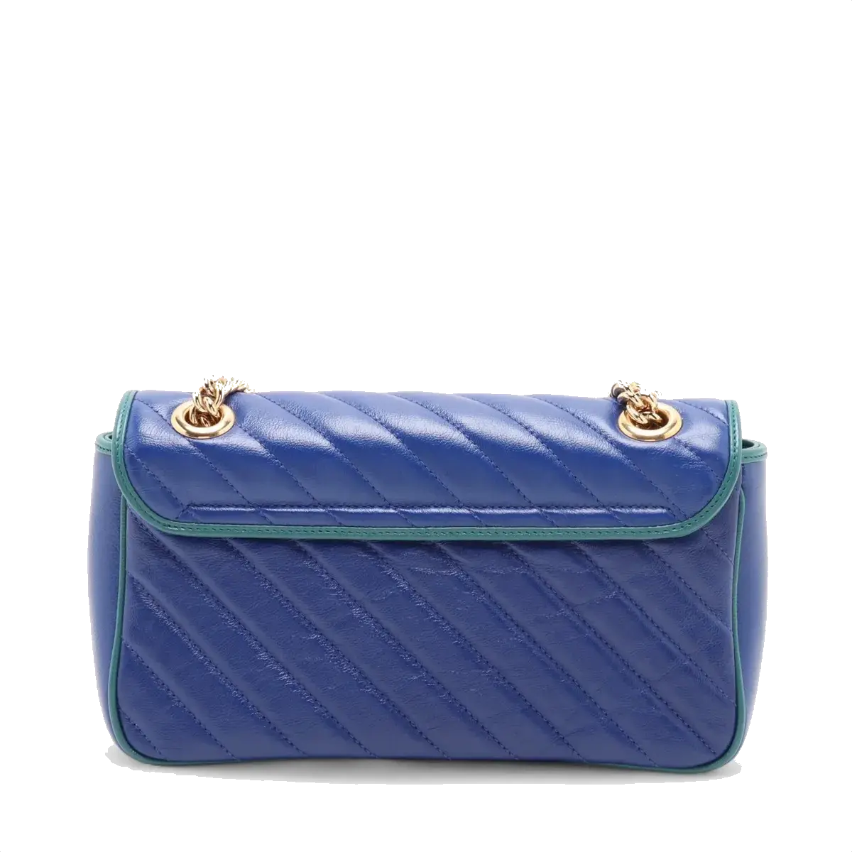 Pre-Loved GG Marmont Shoulder Bag Quilted Leather Small with Gold Hardware, Blue