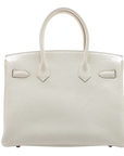 Pre-Loved Birkin Handbag Leather 30 with Gold Hardware, White