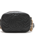 Pre-Loved GG Marmont Matelassé Camera Bag Crossbody Bag Quilted Leather Mini with Aged Gold Hardware, Black