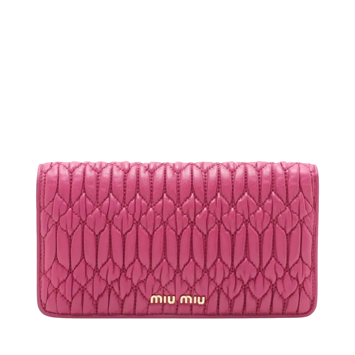 Pre-Loved Matelassé Wallet on Chain Crossbody Bag Quilted Leather Small with Gold Hardware, Pink