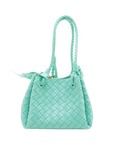 Pre-Loved Andiamo Handbag Intrecciato Leather Mini with Gold Hardware, Mint Green