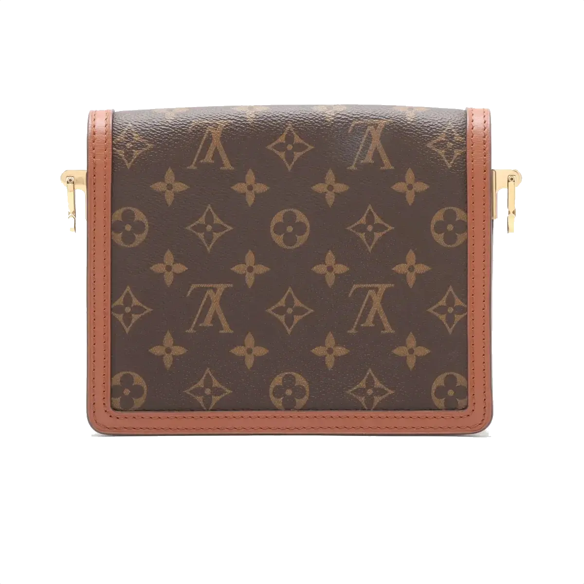 Pre-Loved Dauphine Crossbody Bag Monogram Coated Canvas Mini with Gold Hardware, Brown