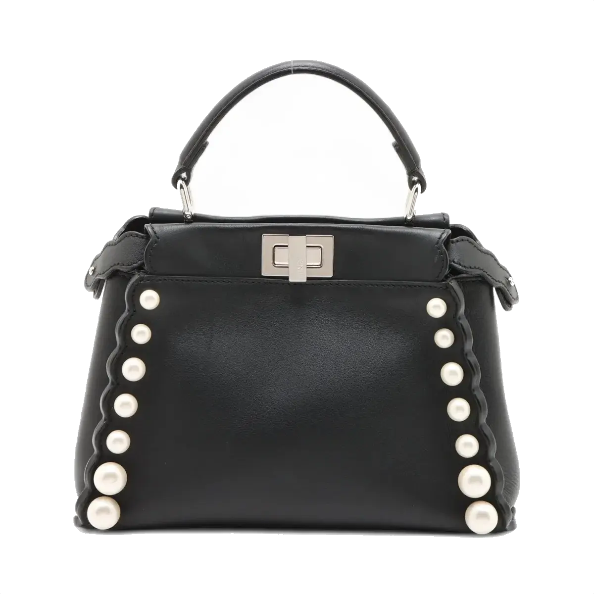 Pre-Loved Peekaboo Handbag Leather Mini with Silver Hardware, Black