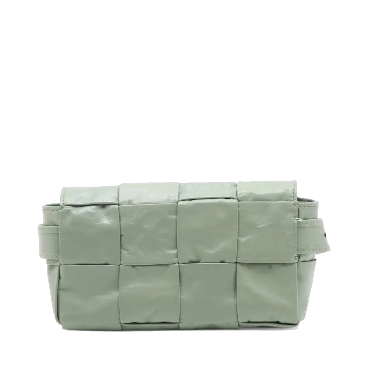 Pre-Loved Cassette Crossbody Bag Intrecciato Leather Mini with Silver Hardware, Sage Green
