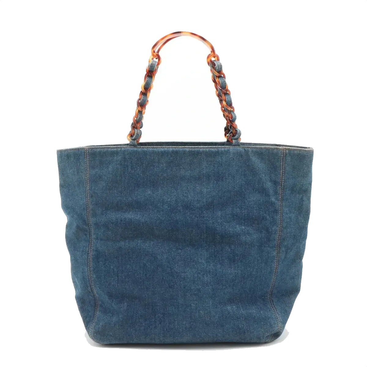 Pre-Loved CC Denim Tote Denim with Tortoise Shell Hardware, Blue