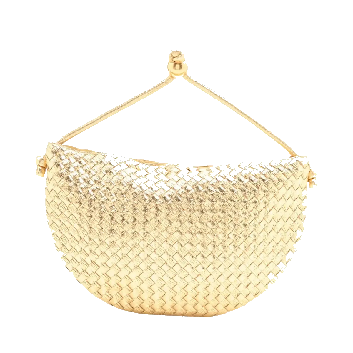 Pre-Loved Sardine Shoulder Bag Intrecciato Leather Mini with Gold Hardware, Gold