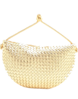 Pre-Loved Sardine Shoulder Bag Intrecciato Leather Mini with Gold Hardware, Gold