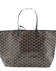 Pre-Loved Saint Louis Tote Goyardine Chevron Coated Canvas GM with Silver Hardware, Black/Brown