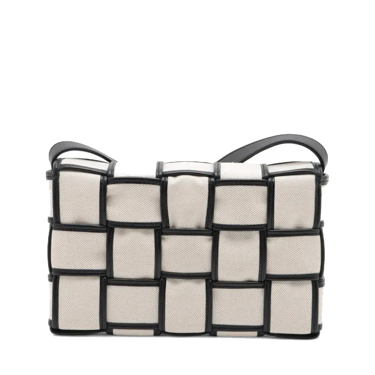 Pre-Loved Cassette Crossbody Bag Intrecciato Canvas with Silver Hardware, Cream