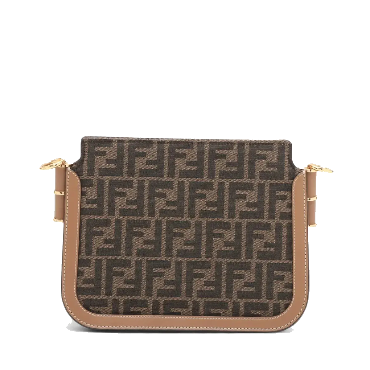 Pre-Loved Touch Crossbody Bag FF Logo Canvas Coated with Gold Hardware, Brown