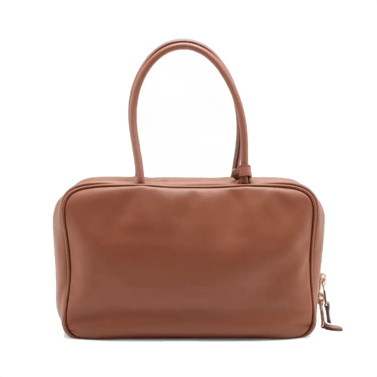 Pre-Loved Bowling Bag Handbag Leather with Gold Hardware, Brown