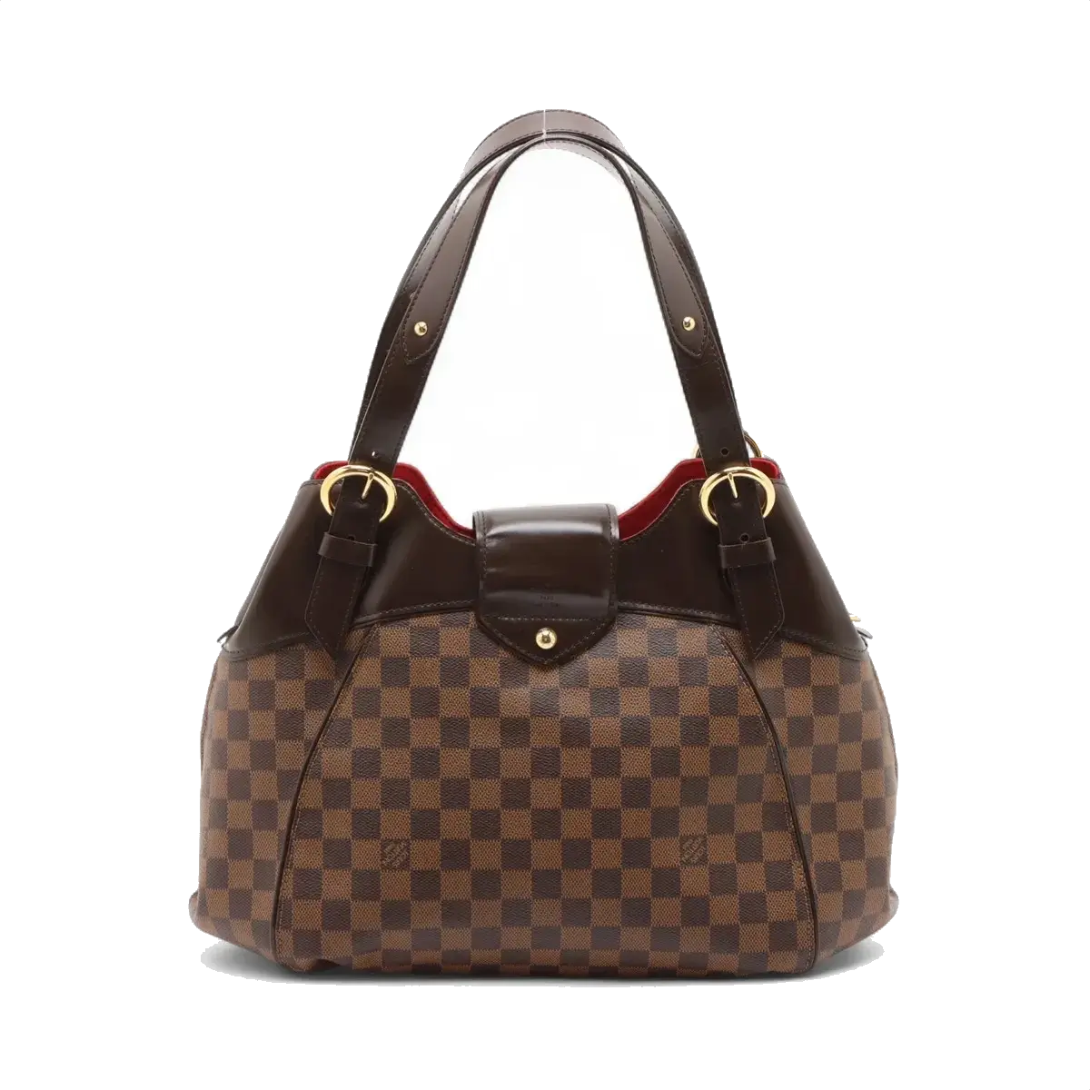 Pre-Loved Sistina Shoulder Bag Damier Coated Canvas GM with Gold Hardware, Brown