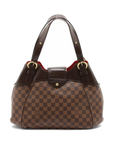 Pre-Loved Sistina Shoulder Bag Damier Coated Canvas GM with Gold Hardware, Brown