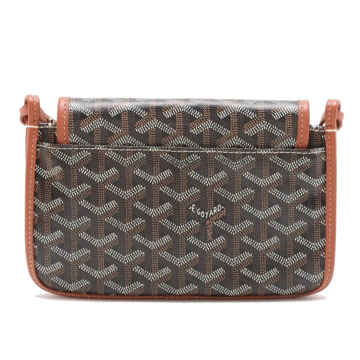 Pre-Loved Plumet Crossbody Bag Goyardine Chevron Coated Canvas with Silver Hardware, Black and Tan
