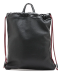 Pre-Loved Logo Print Drawstring Backpack Leather Medium with Black Hardware, Black