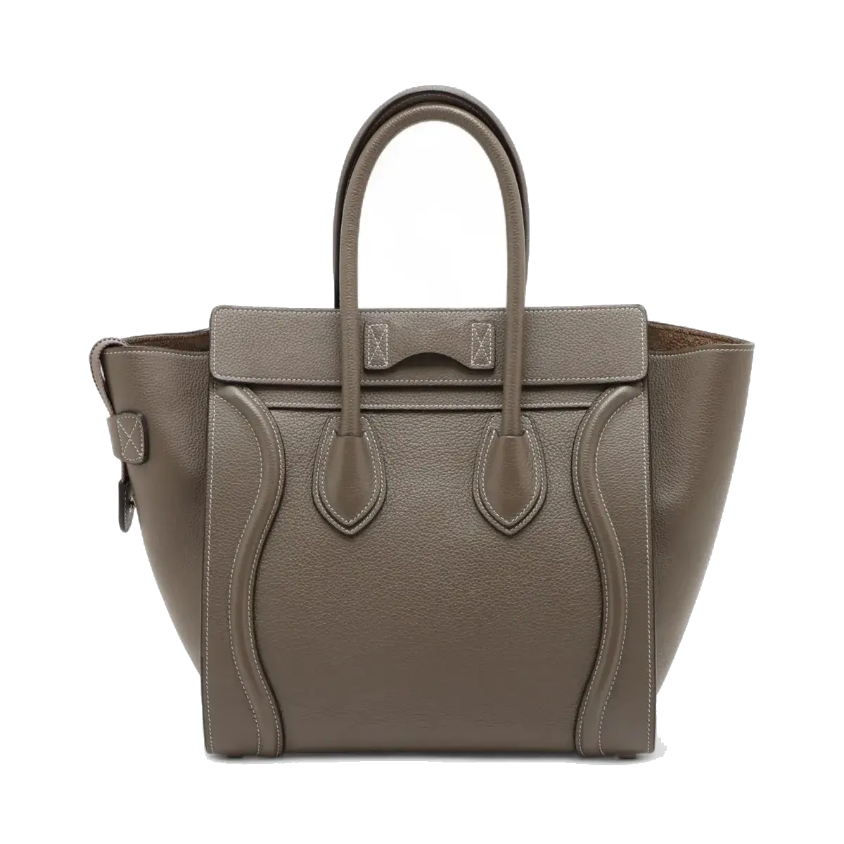 Pre-Loved Luggage Tote Leather Micro with Silver Hardware, Taupe