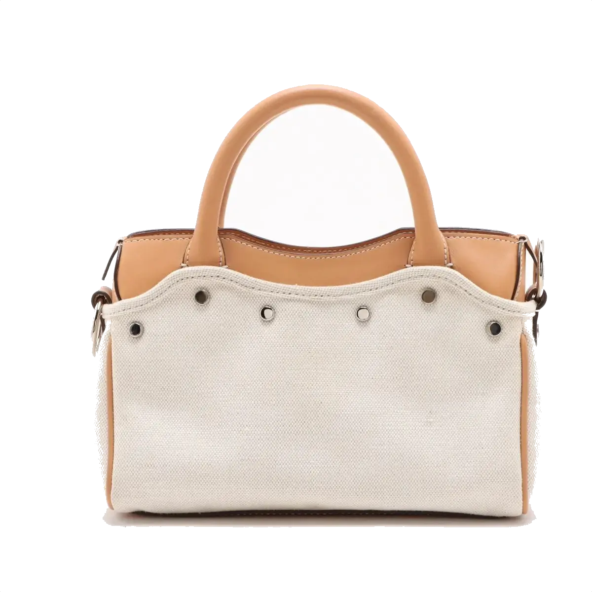 Pre-Loved Navy Cabas Handbag Canvas Plain Mini with Silver Hardware, Natural / Beige