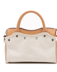Pre-Loved Navy Cabas Handbag Canvas Plain Mini with Silver Hardware, Natural / Beige