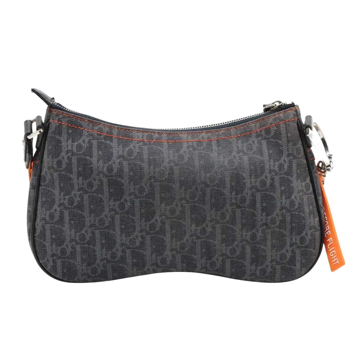Pre-Loved Saddle Shoulder Bag Trotter Denim with Silver Hardware, Blue