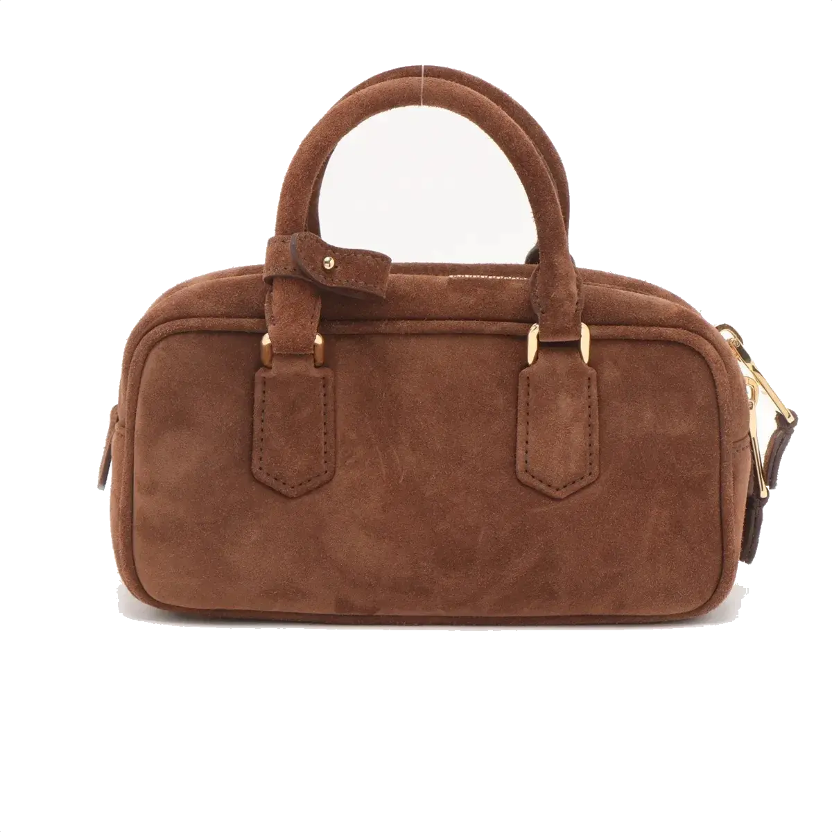 Pre-Loved Arcadie Handbag Suede Small with Gold Hardware, Brown