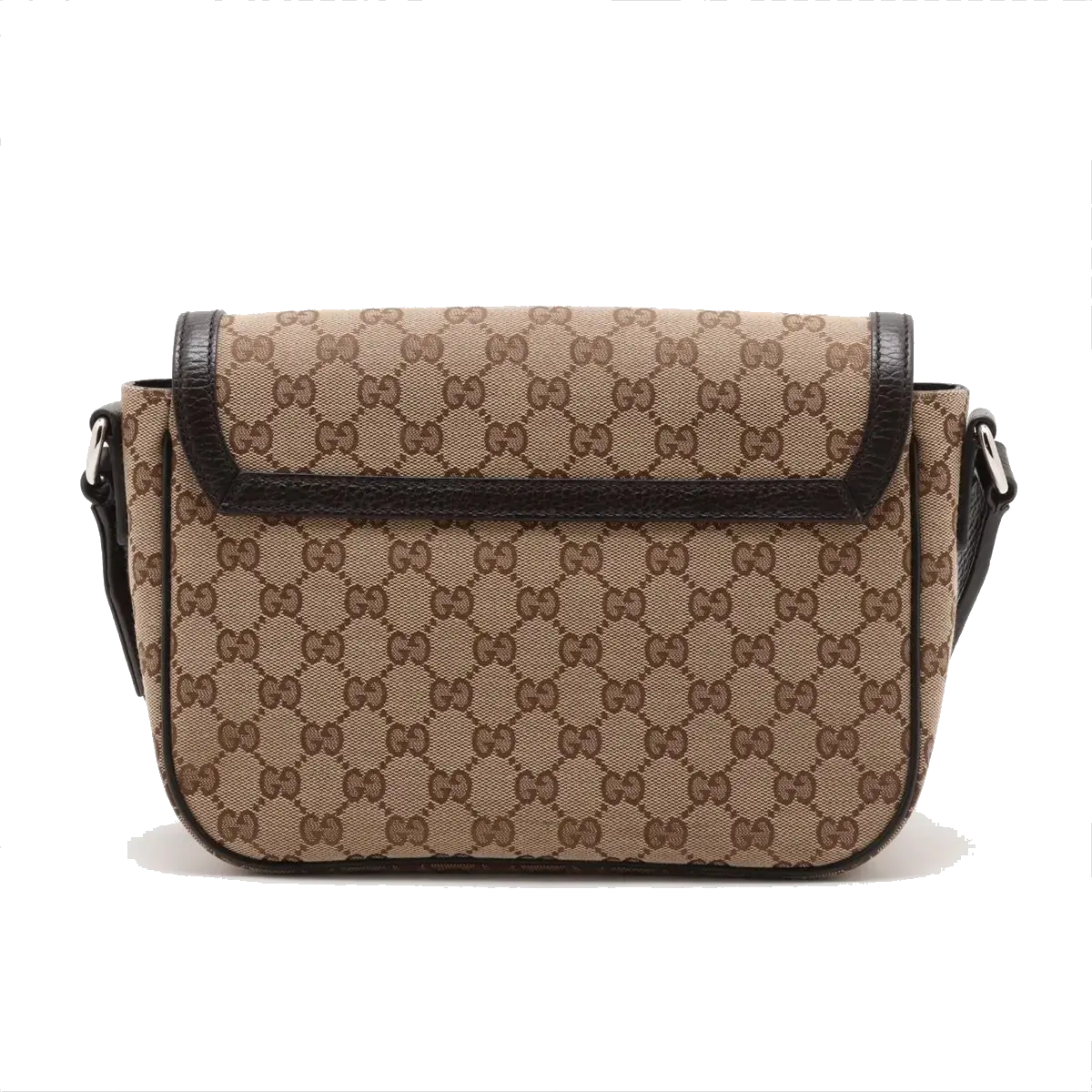 Pre-Loved GG Messenger Crossbody Bag Monogram Coated Canvas with Silver Hardware, Beige/Ebony