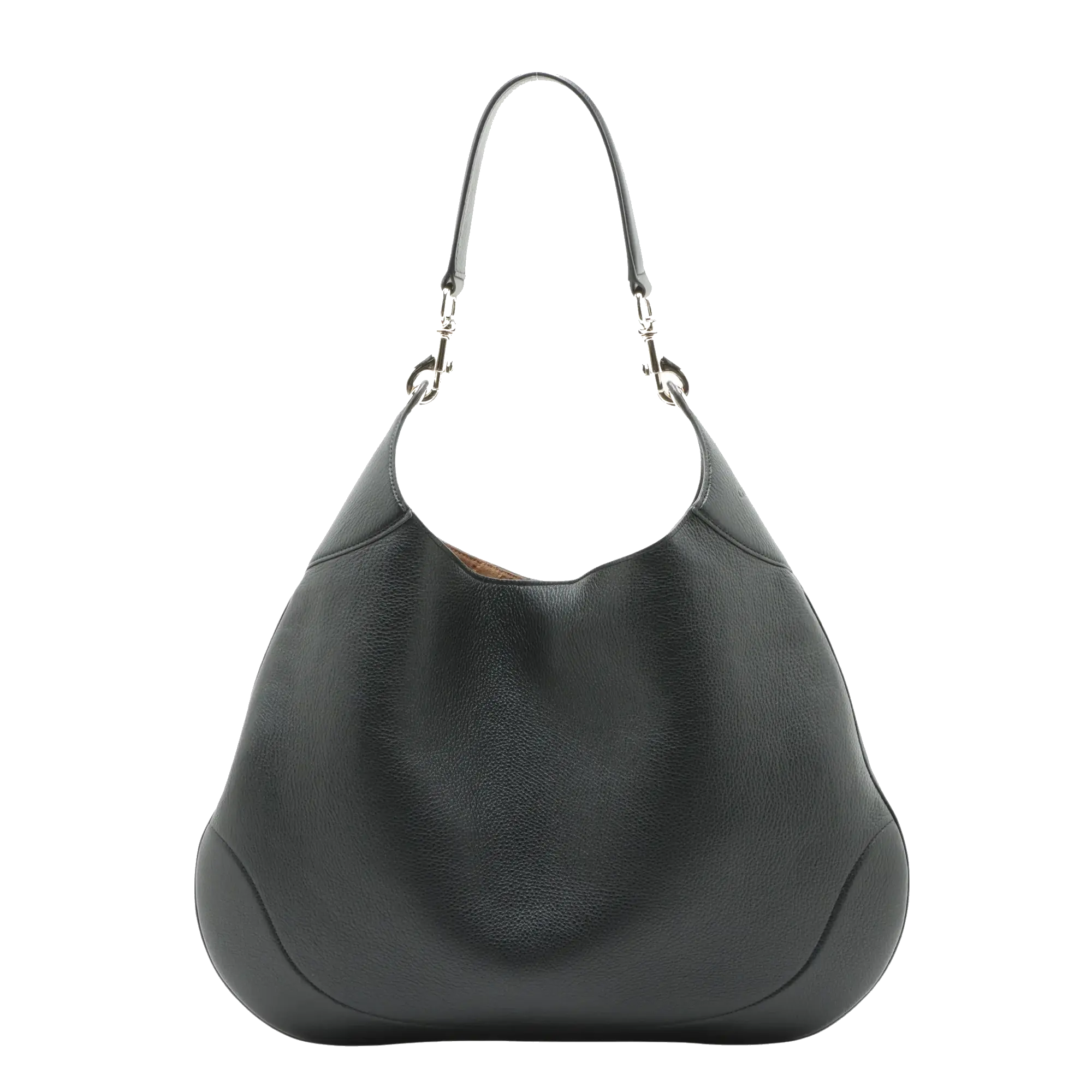 Pre-Loved Web Hobo Shoulder Bag Leather with Gold Hardware, Black