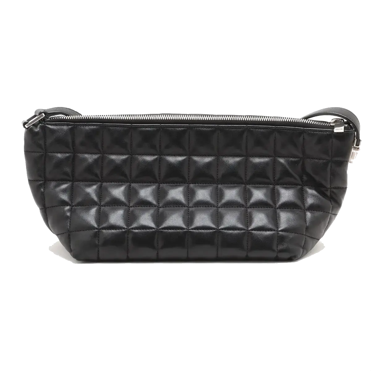Pre-Loved Quilted Carré Pochette Shoulder Bag Quilted Leather with Silver Hardware, Black