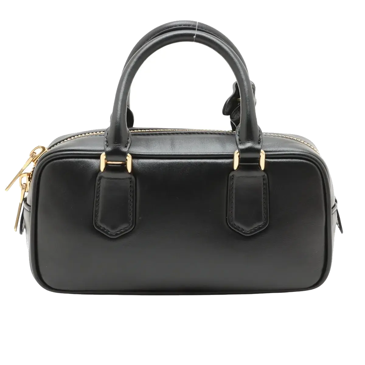 Pre-Loved Bowling Bag Handbag Leather Mini with Gold Hardware, Black