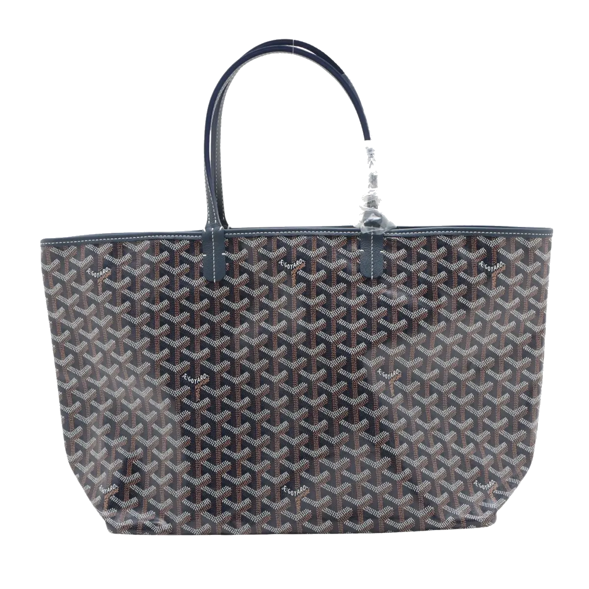 Pre-Loved Saint Louis Tote Goyardine Coated Canvas PM with Silver Hardware, Navy Blue