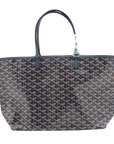 Pre-Loved Saint Louis Tote Goyardine Coated Canvas PM with Silver Hardware, Navy Blue