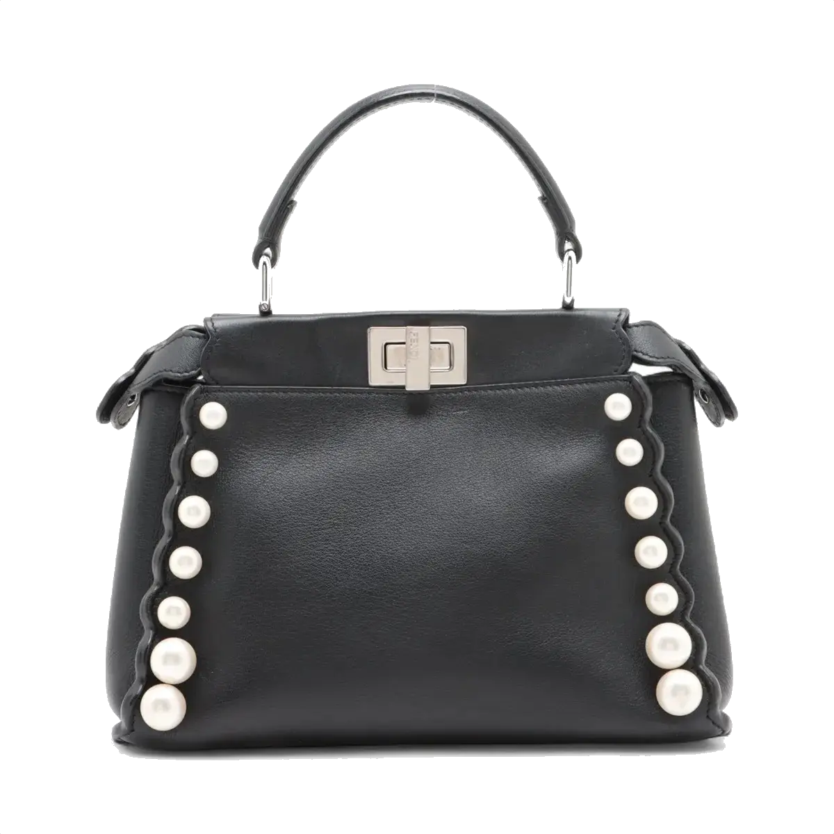 Pre-Loved Peekaboo Handbag Leather Mini with Silver Hardware, Black
