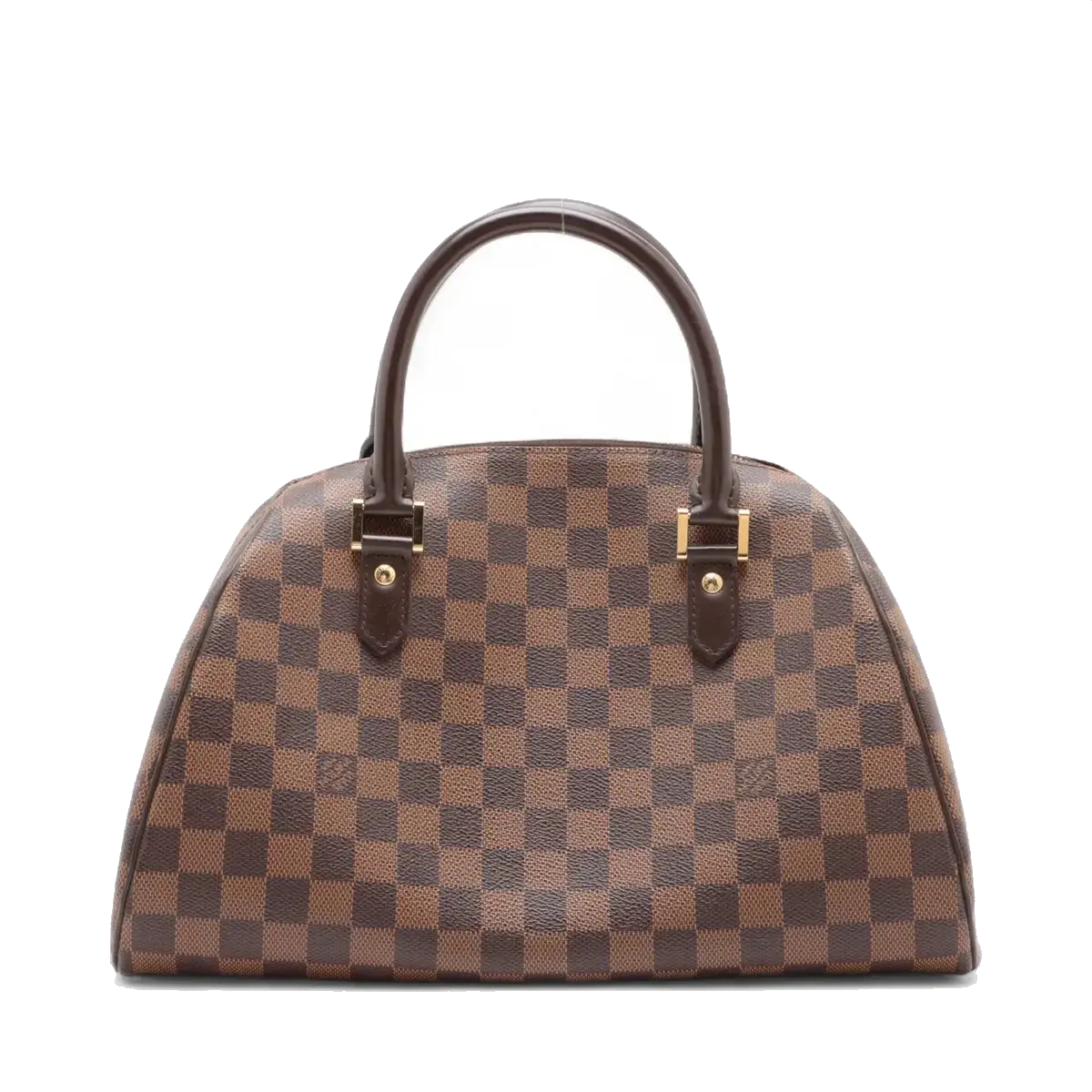 Pre-Loved Ribera MM Handbag Damier Coated Canvas MM with Gold Hardware, Brown