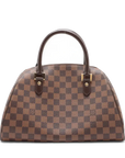 Pre-Loved Ribera MM Handbag Damier Coated Canvas MM with Gold Hardware, Brown