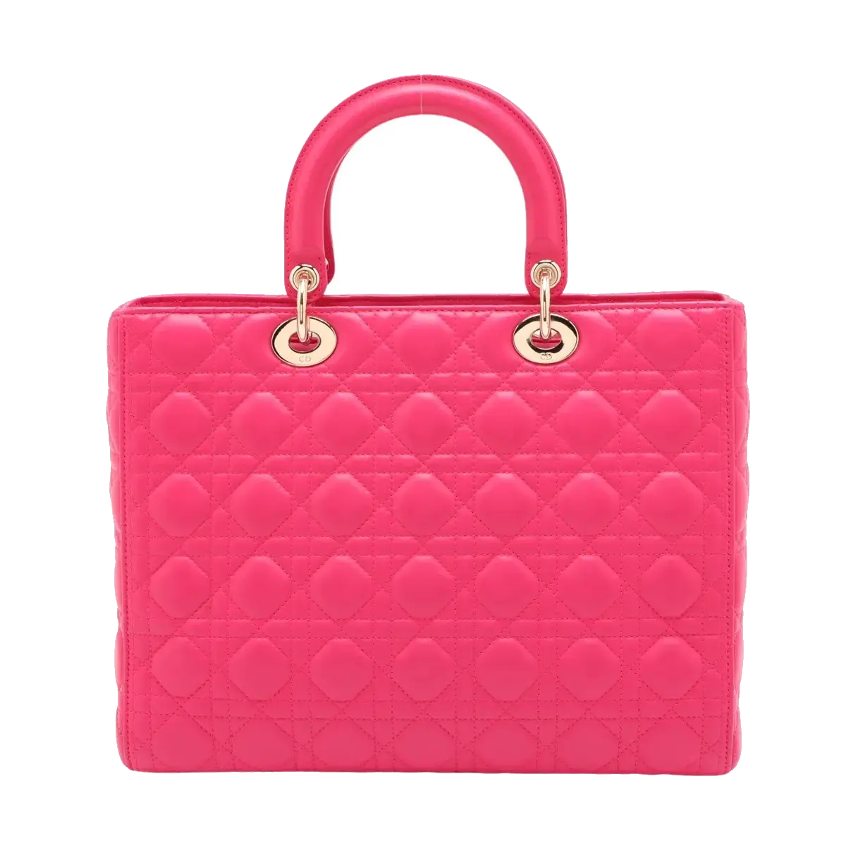 Pre-Loved Lady Dior Handbag Cannage Leather Large with Gold Hardware, Pink