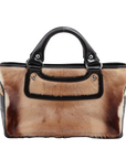 Pre-Loved Boogie Handbag Pony Hair with Silver Hardware, Brown and White