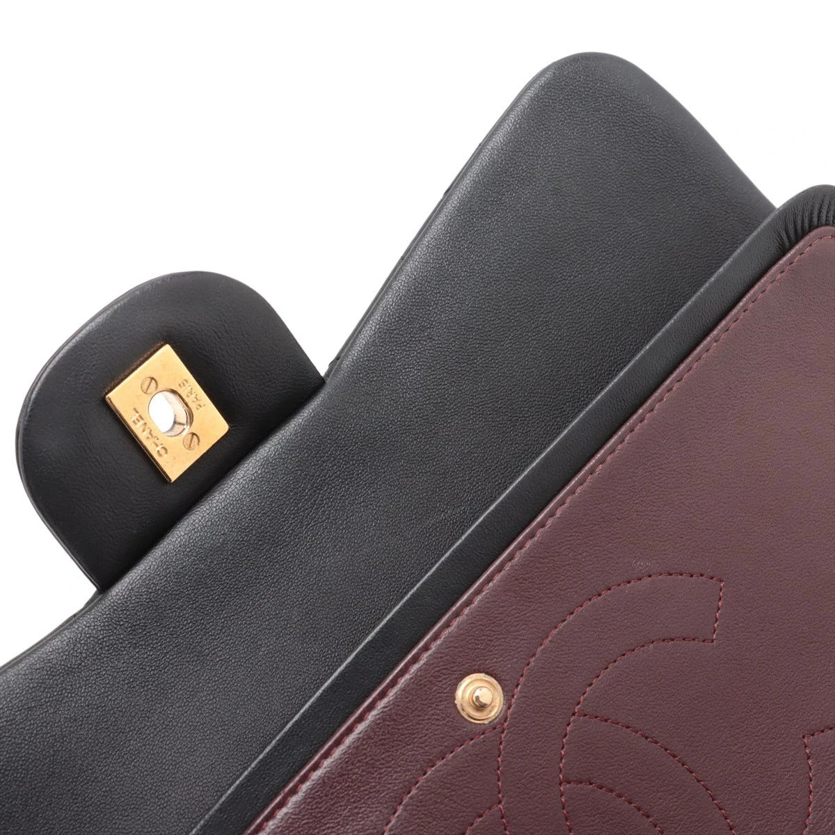 Pre-Loved Classic Double Flap Shoulder Bag Quilted Leather Jumbo with Gold Hardware, Black