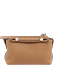 Pre-Loved Selleria Peekaboo Crossbody Bag Leather Mini with Silver Hardware, Tan