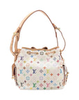 Pre-Loved Petit Noé Shoulder Bag Monogram Multicolore Coated Canvas Petit with Gold Hardware, White Multicolor