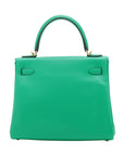 Pre-Loved Kelly Handbag Leather 25 with Gold Hardware, Vert Jade