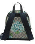 Pre-Loved GG Supreme Blooms Backpack Monogram Coated Canvas Small with Silver Hardware, Beige Blue Floral
