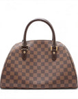 Pre-Loved Ribera MM Handbag Damier Coated Canvas MM with Gold Hardware, Brown
