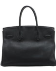 Pre-Loved Birkin Handbag Leather 30 with Palladium Hardware, Black